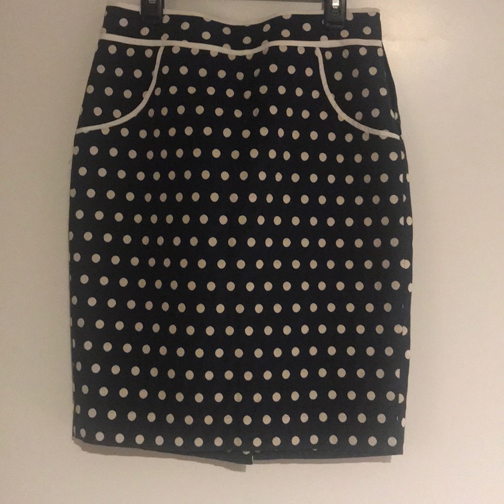 The Limited Navy Blue Polka Dot Pencil Skirt